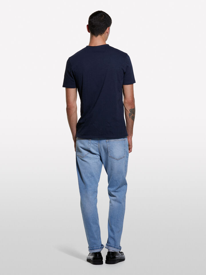 T-shirt Henley bleu foncé - t-shirts à manches courtes pour homme - Bleu Foncé | Sisley image number 2